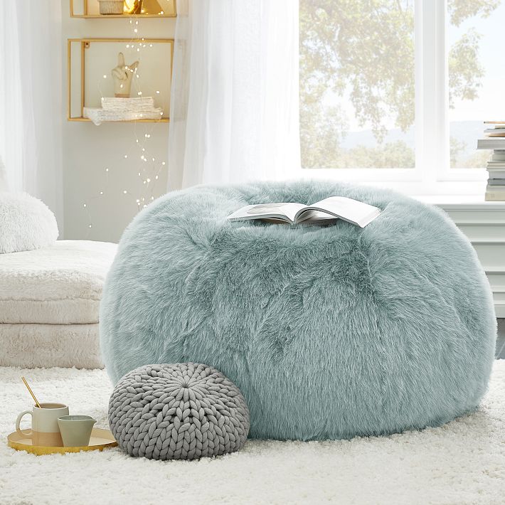 Chunky Boucle Ivory Bean Bag Chair