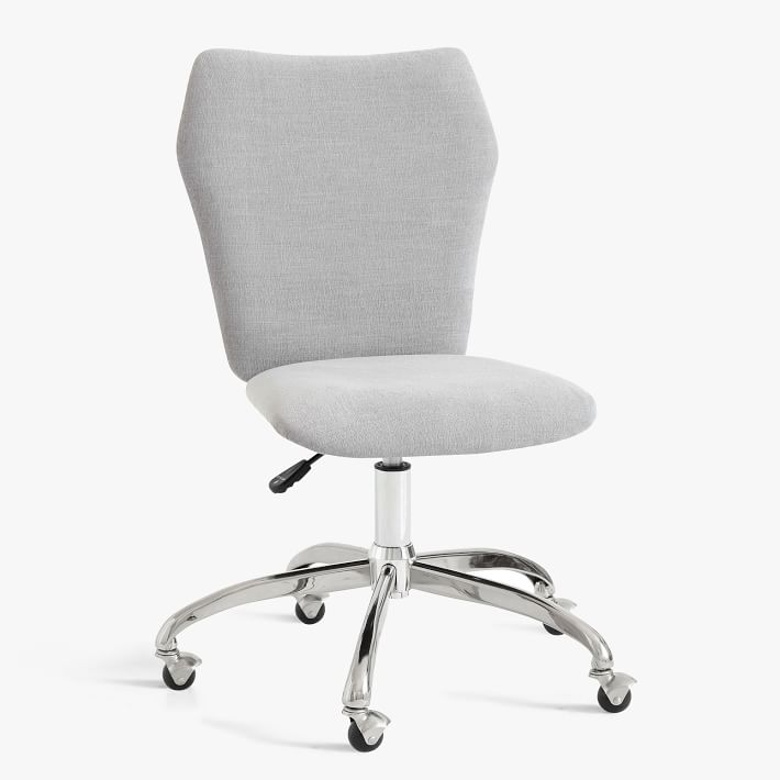Chenille Plain Weave Airgo Swivel Desk Chair Washed Light Gray