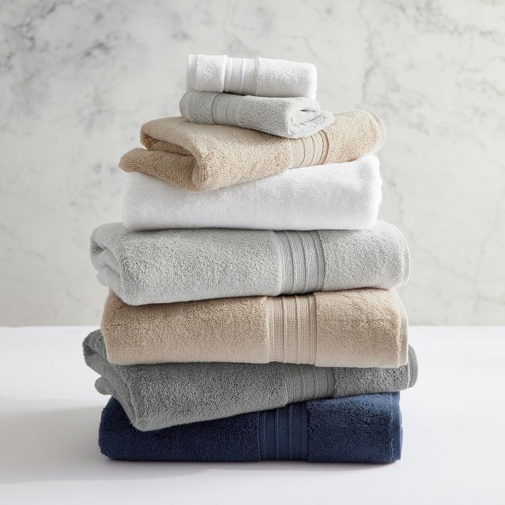Quick-Dry Organic Cotton Ash Gray Bath Towels, Set of 6 + Reviews
