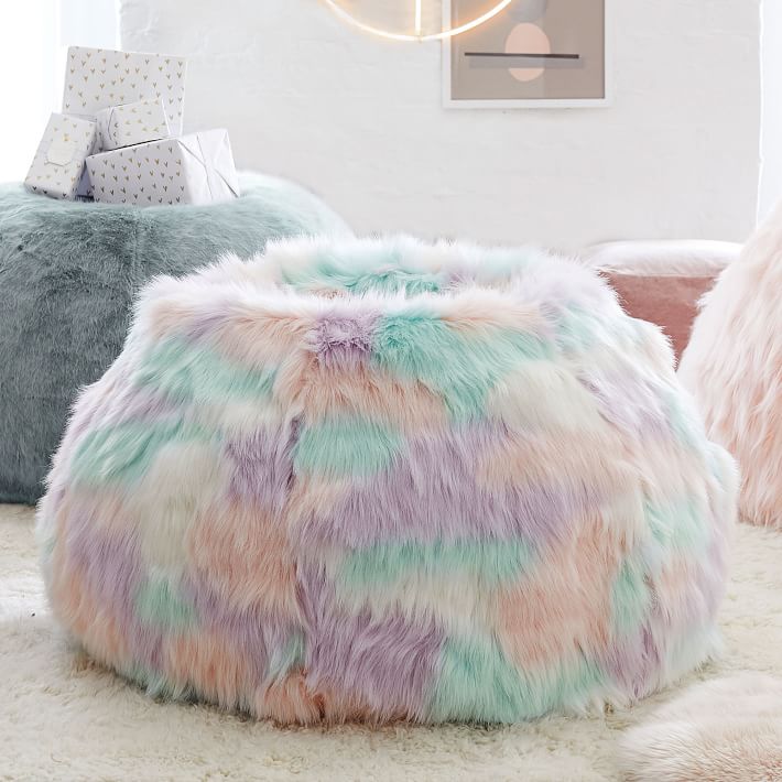 Open Box: Unicorn Faux-Fur Bean Bag Chair