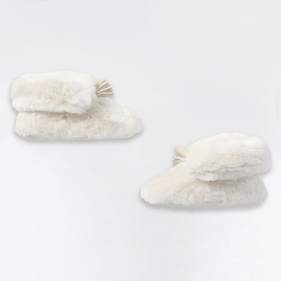 Polar Bear Ankle Tassel Faux-Fur Bootie Slippers | Pottery Barn Teen