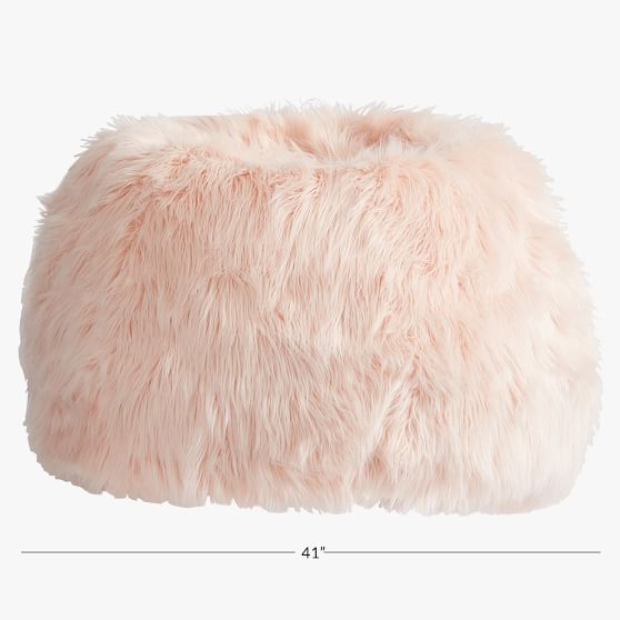 Himalayan FauxFur Blush Bean Bag Chair Pottery Barn Teen