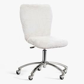 Polar Bear Faux Fur Airgo Arm Armless Chair Desk Chair