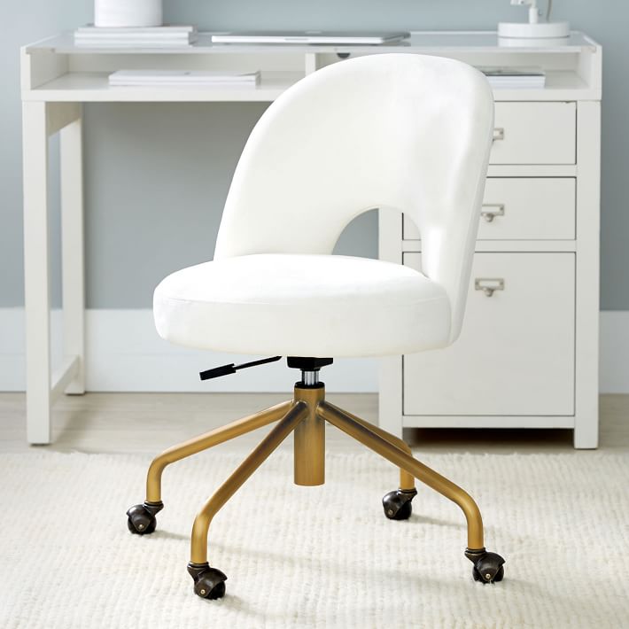 Chunky Boucle Ivory Andie Swivel Desk Chair