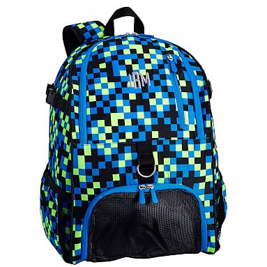 Think Green Fun Pixel Gamer Drawstring Backpack Mining Craft Video Game Durable Sports Bag, 13x15 Inches