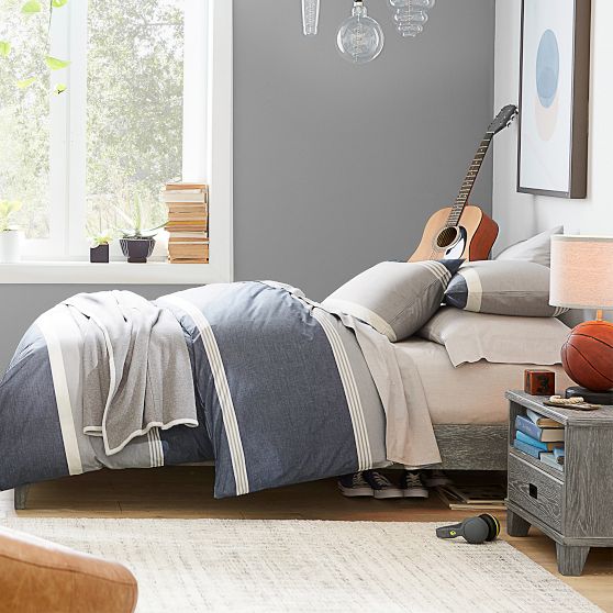 Beachstone Stripe College Duvet Cover + Sham Pottery Barn Teen