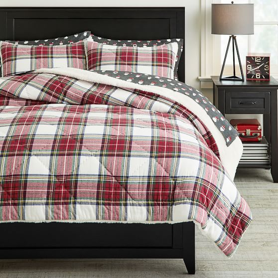 Morgan Plaid Sherpa Comforter Pottery Barn Teen