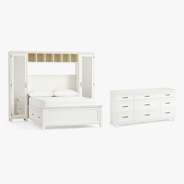 Hampton Storage Bed with Vanity Towers &amp; 9-Drawer Dresser Set