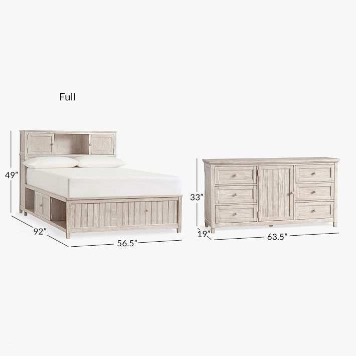 Beadboard Storage Bed & 6Drawer Dresser Set Teen Storage Beds