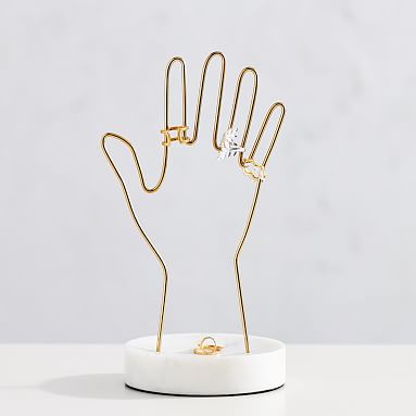 Marble and Gold Hand Jewelry Holder