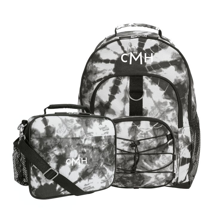 Santa Cruz Tie-Dye Backpack and Cold Pack Lunch Box Bundle, Black and White