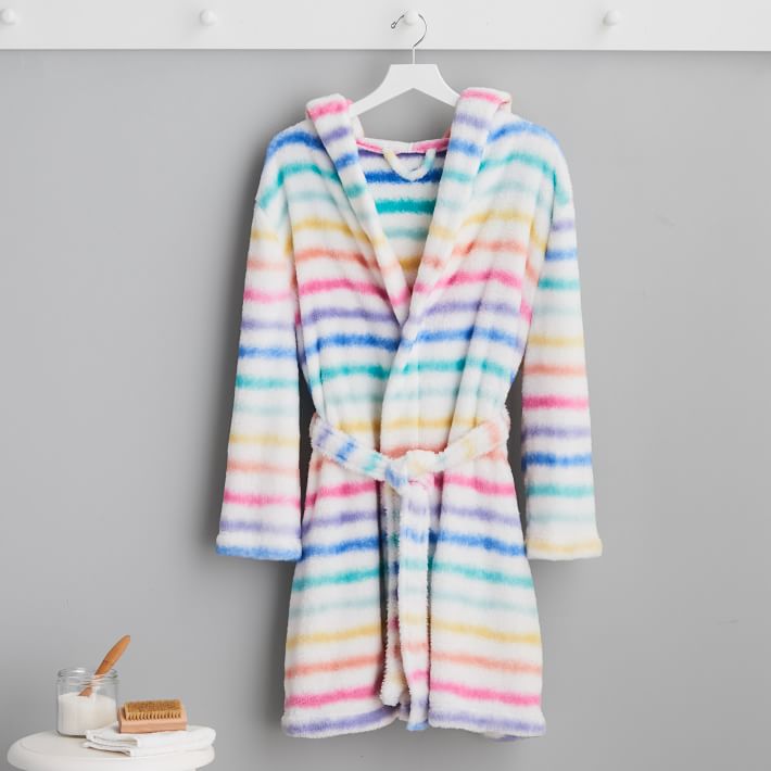 Rainbow Stripe Plush Robe
