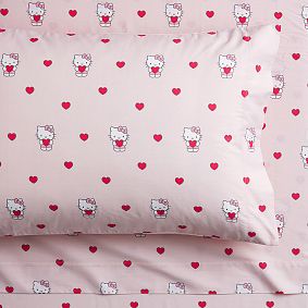 Hello Kitty® Organic Heart Sheet Set | Pottery Barn Teen