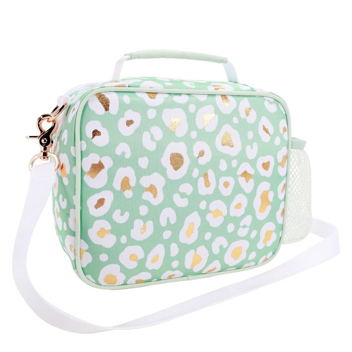 Gear-Up Aqua Gold Metallic Leopard Lunch Box