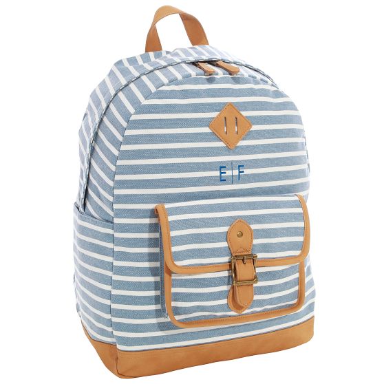 Northfield Light Blue Stripe Recycled Backpacks Pottery Barn Teen