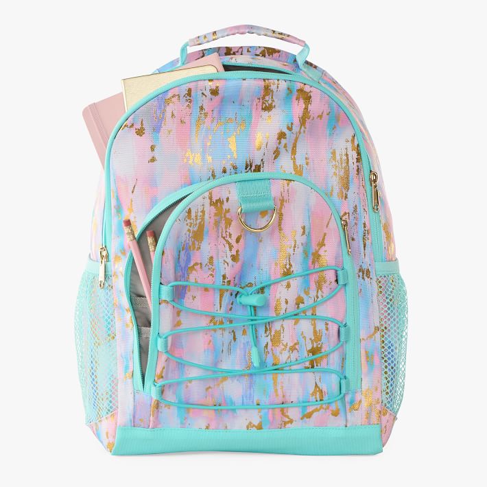 Recycled Backpack - 12 inch Teal & Yellow