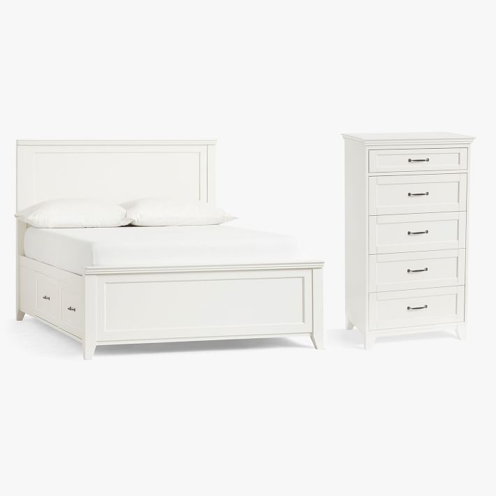 Hampton Storage Bed &amp; 5-Drawer Tall Dresser Set
