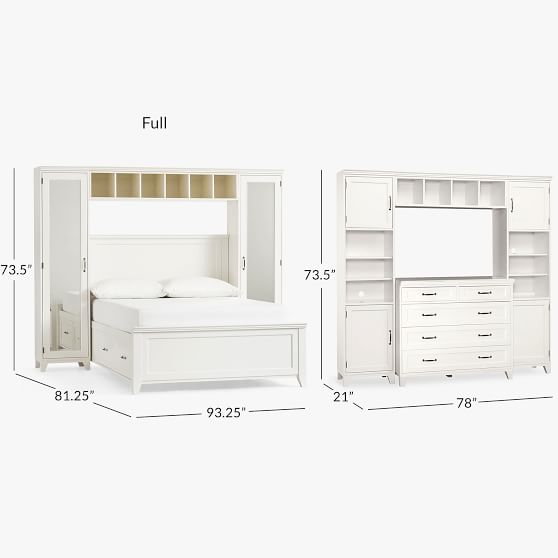 Hampton Storage Bed With Bedroom Vanity & Dresser Set Teen Storage