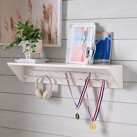 Minimalist Floating Entryway Shelf with White Door