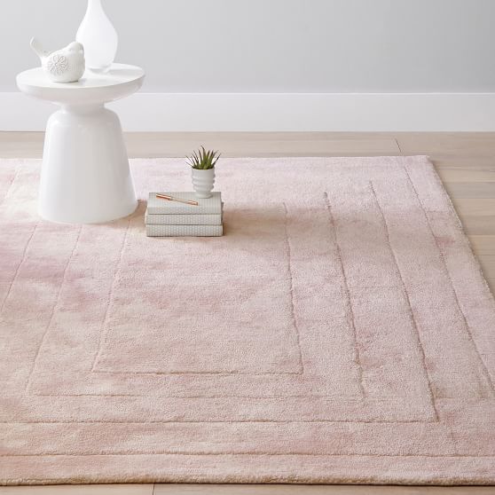 Luxe Carved Border Viscose Rug Blush Pottery Barn Teen
