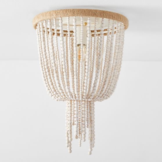 Wood Beaded Flush Mount Lighting | Pottery Barn Teen