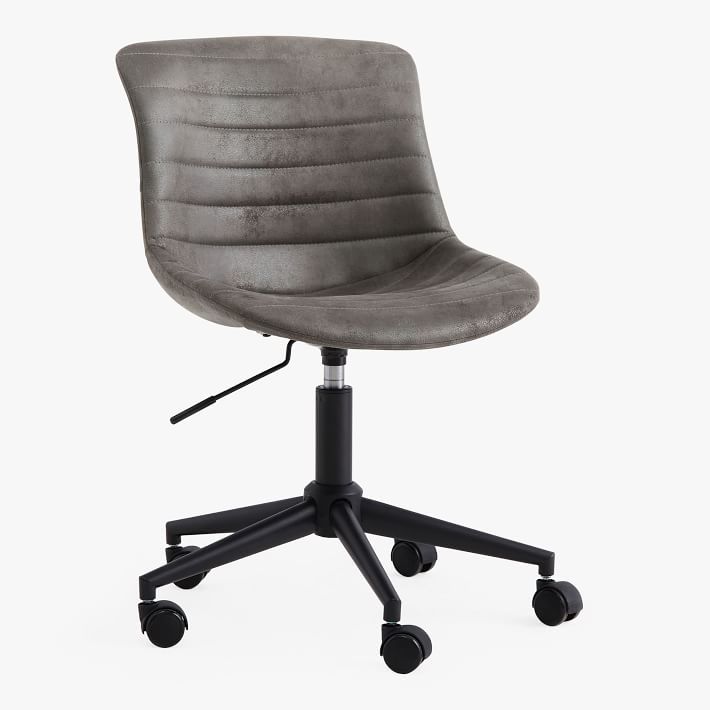 Textured Faux-Suede Charcoal Aiden Swivel Desk Chair
