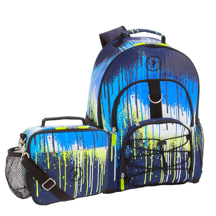 Gear-Up Drip Painting Blue Glow-in-the-Dark  Backpack &amp; Cold Pack Lunch Box Bundle