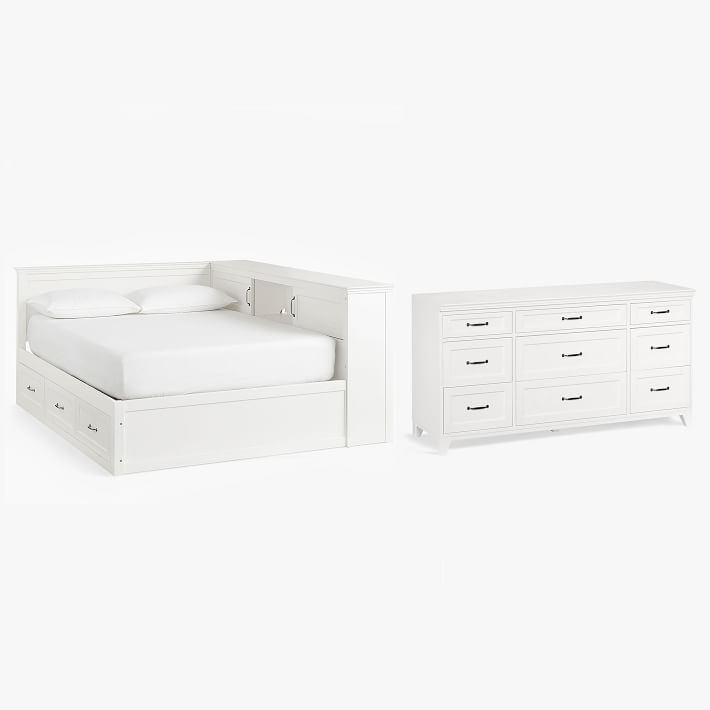 Hampton Corner Storage Bed &amp; 9-Drawer Dresser Set
