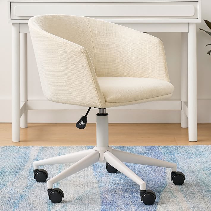 Classic Plain Weave Scoop Swivel Desk Chair - Pearl