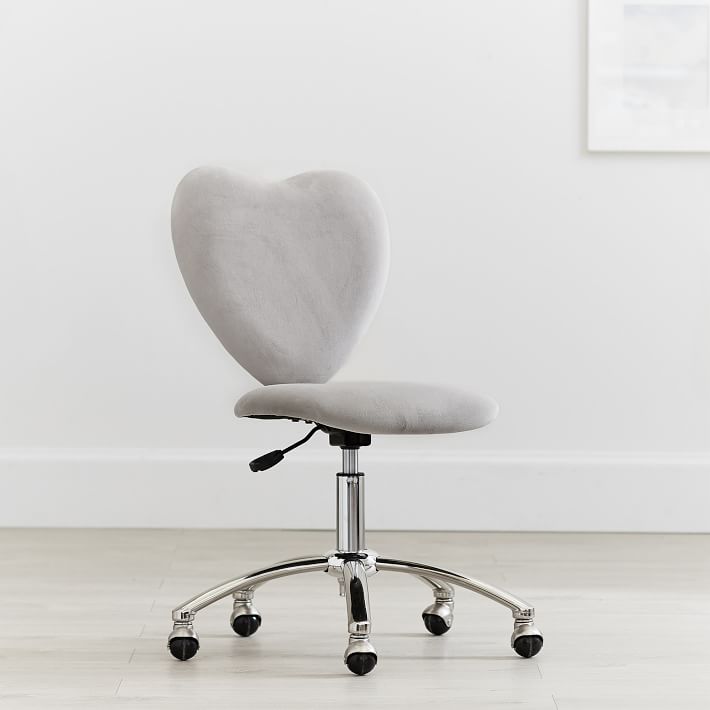 Velvet Gray Heart Airgo Swivel Desk Chair