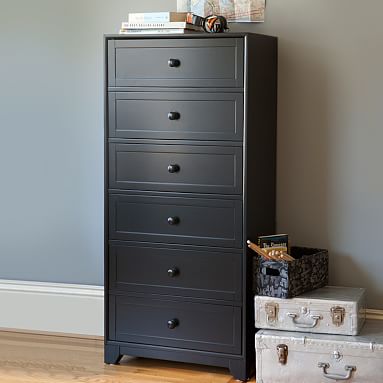 Tall thin black deals dresser