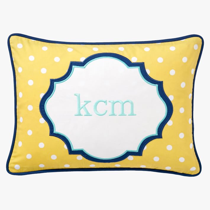 Mix N Match Dottie Monogram Pillow Cover, 12x16, Yellow