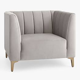 Lustre Velvet Light Gray Avalon Lounge Chair