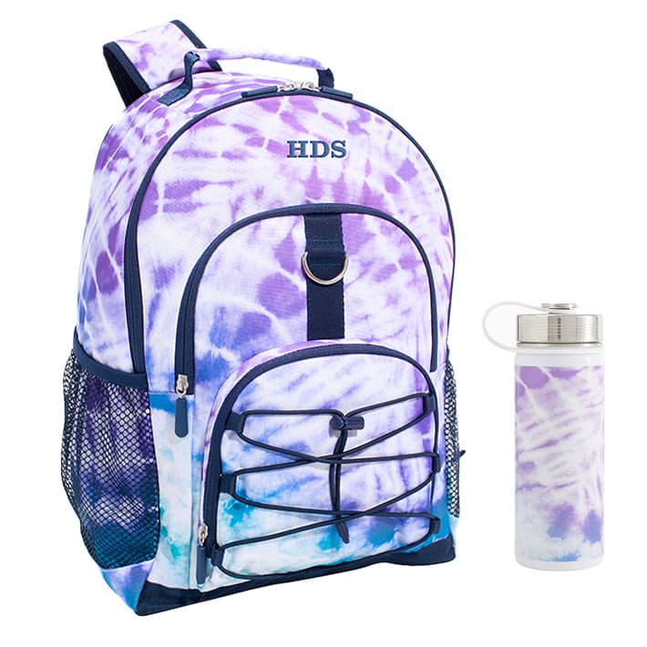 Purple Navy Laguna Tie-Dye Backpack &amp; Slim Water Bottle Bundle