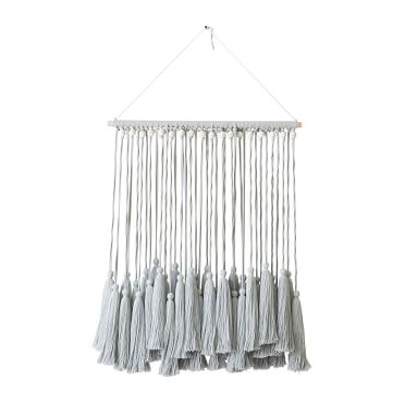 Gray Tassel & Wood Beaded Wall Hanging | Pottery Barn Teen