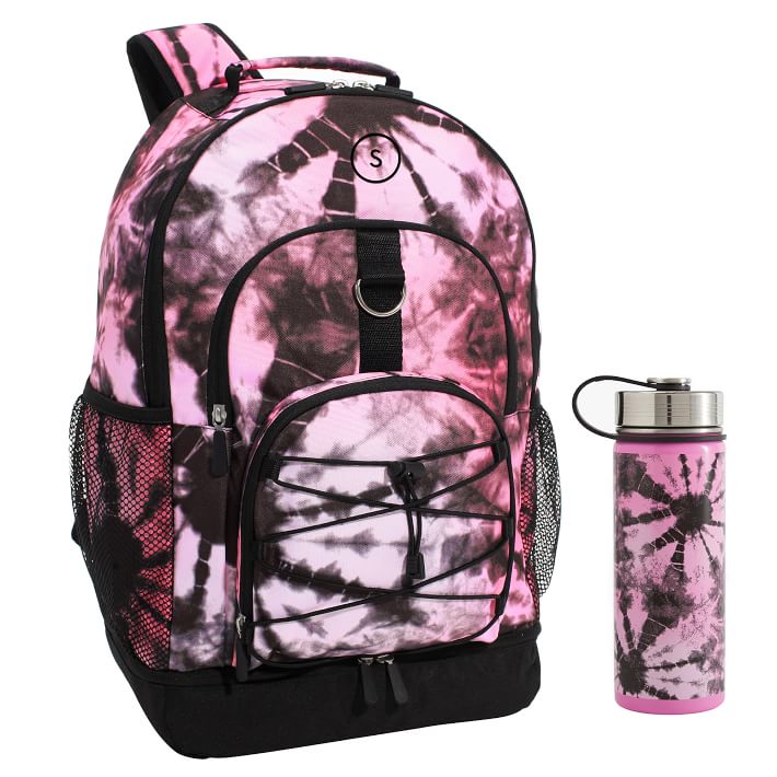 Santa Cruz Tie-Dye Pink/Black Backpack & Slim Water Bottle Bundle