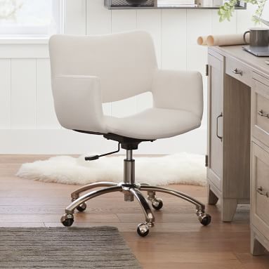 Classic Plain Weave Pearl Morgan Swivel Desk Chair | Pottery Barn Teen