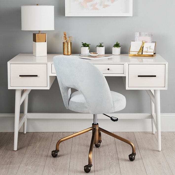 West elm mid on sale century desk pebble