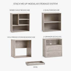 Stack Me Up Mini Fridge Storage & Mixed Shelf Bookcase Set
