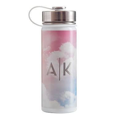 Claire Pink Brushstrokes Slim Water Bottle