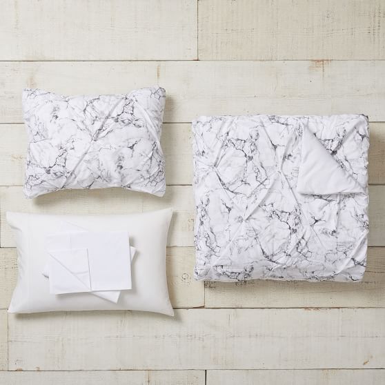 Marble Recycled Microfiber Pintuck Comforter Bundle Set Pottery Barn Teen