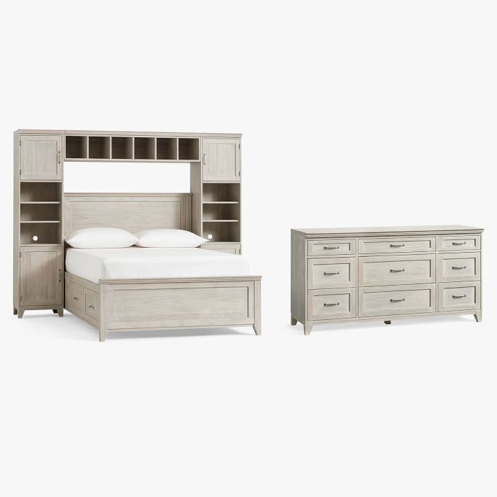 Hampton Storage Bed Super Set &amp; 9-Drawer Wide Dresser