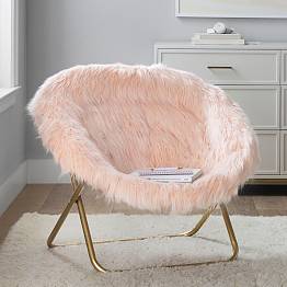 Himalayan Faux Fur Blush Hang-A-Round Chair