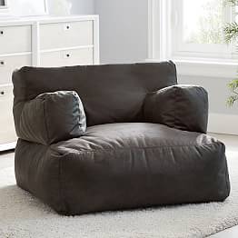 Textured Faux-Suede Charcoal Eco Lounger