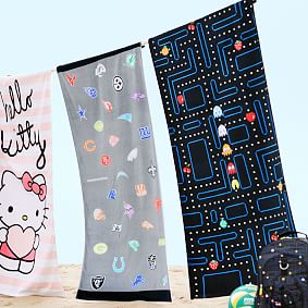 Official Pac-Man Beach Towel - 100% Cotton Velour Towel With Ghosts & Maze Design (Black) - View #8