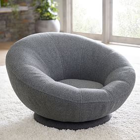 Tweed Charcoal Groovy Swivel Chair