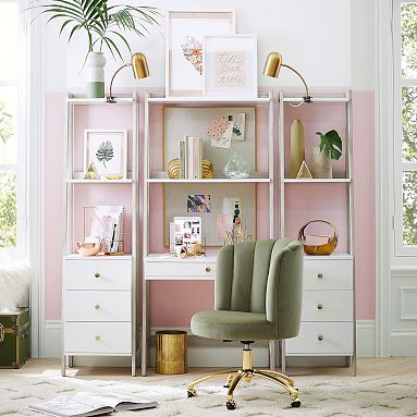 Desk with drawers and shop bookshelf