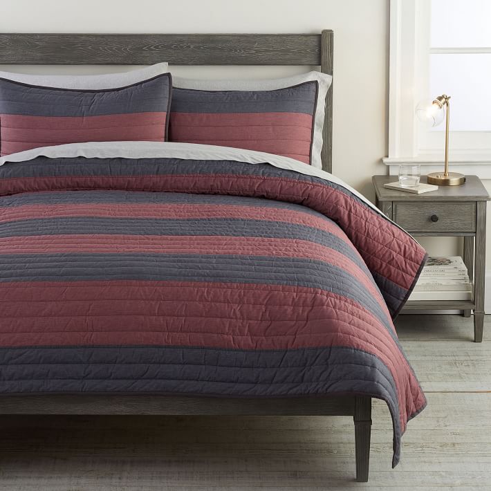 Bold Rugby Striped Washed Quilt