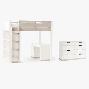 White desk and dresser shop set