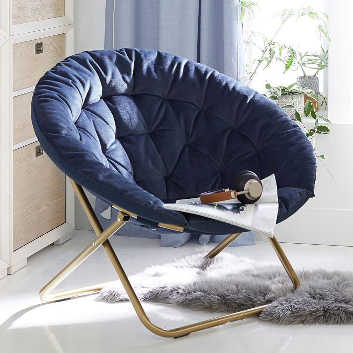 Lustre Velvet Dusty Indigo Hang-A-Round Chair
